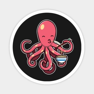 Cute Octopus Eating Ramen Noodle Kawaii Octopus for kids print Magnet